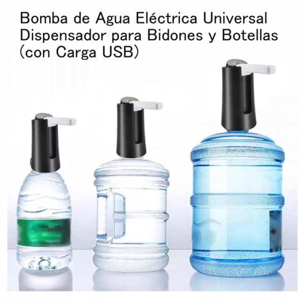 Bomba de Agua Eléctrica Universal - Dispensador para Bidones y Botellas con Carga USB